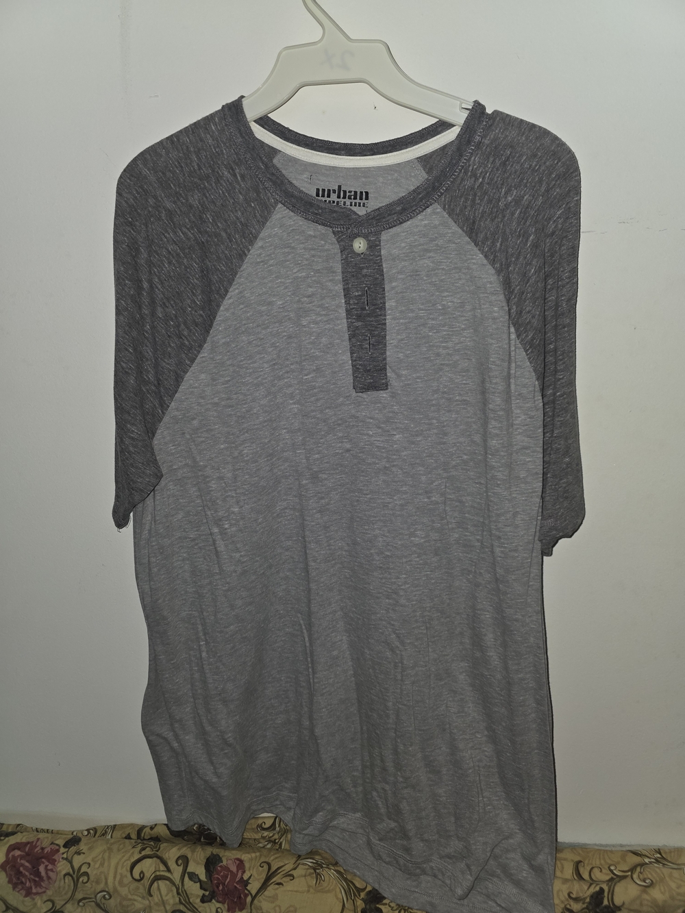 urban pipeline Two-Tone Gray Raglan Henley Tee